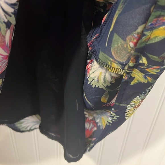 J. Crew Navy Floral print long sleeve chiffon dress size 2 - Picture 14 of 14